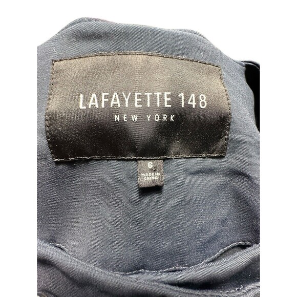 $598 LAFAYETTE 148 Size 6 Women’s Navy Blue Stretch Jacket Top Seamed Snaps #D12 - Picture 3 of 9